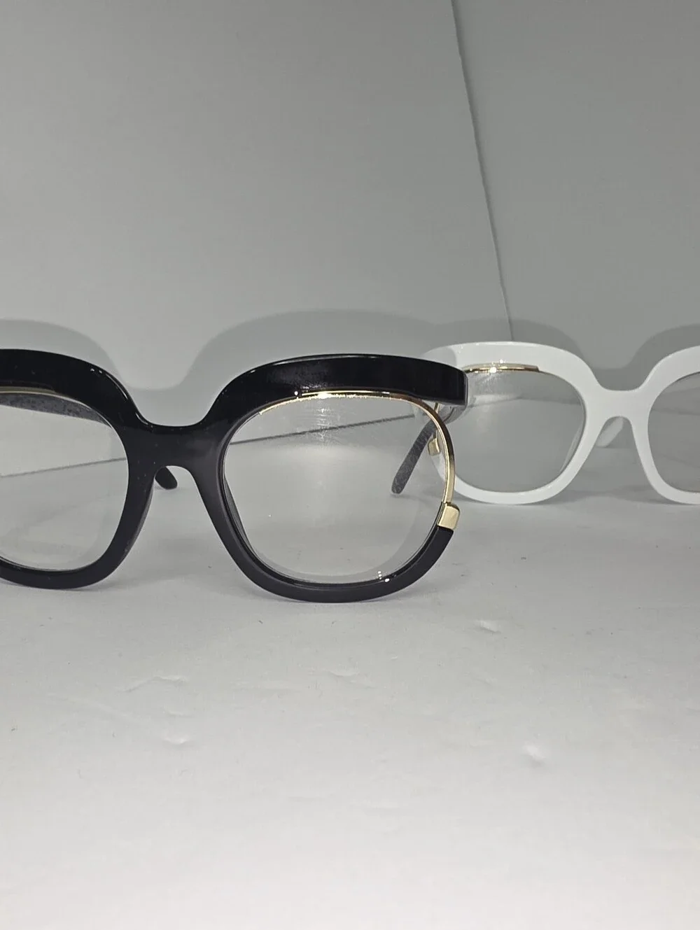 Oversized Black & White Browline Eyeglass Frames Bundle Of 2 Retro Vintage Chic